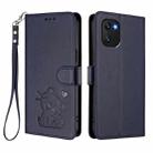 For Umidigi Power 7 / 7S Embossed Heart Cat Leather Phone Case with Hand Strap(Blue) - 2