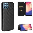For OPPO Reno4 SE Carbon Fiber Texture Horizontal Flip TPU + PC + PU Leather Case with Card Slot(Black) - 1