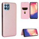 For OPPO Reno4 SE Carbon Fiber Texture Horizontal Flip TPU + PC + PU Leather Case with Card Slot(Pink) - 1