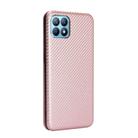 For OPPO Reno4 SE Carbon Fiber Texture Horizontal Flip TPU + PC + PU Leather Case with Card Slot(Pink) - 3