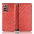 For Samsung Galaxy Z Fold2 5G Carbon Fiber Texture Horizontal Flip TPU + PC + PU Leather Case with Card Slot(Brown) - 1