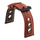 24mm xDfind Three-hole Breathable Genuine Leather Watch Band(Red) - 2
