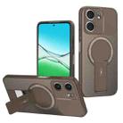 For OPPO A5x 4G / 5G Carbon Fiber Texture MagSafe Phone Case with Holder(Grey) - 1