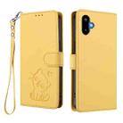 For Samsung Galaxy M06 5G / F06 5G Embossed Heart Cat Leather Phone Case with Hand Strap(Yellow) - 2