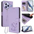 For Xiaomi Civi 5 Pro 5G Embossed Heart Cat Leather Phone Case with Hand Strap(Light Purple) - 1