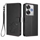 For Xiaomi Poco F6 5G Embossed Heart Cat Leather Phone Case with Hand Strap(Black) - 2