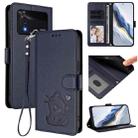 For Xiaomi Poco M4 Pro 4G Embossed Heart Cat Leather Phone Case with Hand Strap(Blue) - 1