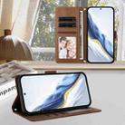 For Xiaomi Poco X4 Pro 5G Embossed Heart Cat Leather Phone Case with Hand Strap(Brown) - 3