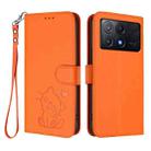 For Xiaomi Poco X6 Pro 5G / Redmi K70E 5G Embossed Heart Cat Leather Phone Case with Hand Strap(Orange) - 2
