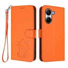 For Xiaomi Poco X7 Pro 5G / Redmi Turbo 4 5G Embossed Heart Cat Leather Phone Case with Hand Strap(Orange) - 2