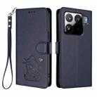 For Xiaomi 15S Pro 5G Embossed Heart Cat Leather Phone Case with Hand Strap(Blue) - 2
