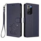 For Samsung Galaxy Note20 Ultra Embossed Heart Cat Leather Phone Case with Hand Strap(Blue) - 2