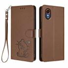 For Samsung Galaxy XCover7 5G Embossed Heart Cat Leather Phone Case with Hand Strap(Brown) - 2