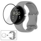 For Google Pixel Watch Butterfly Buckle Silicone Watch Band with 3D Curved Film(Brown Gray) - 1