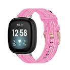 For Fitbit Versa 3 / Fitbit Sense Nylon Canvas Strip Texture Watch Band, Size: Free Size(Pink) - 1