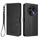 For OPPO A2 Pro 5G / F27 Pro 5G Embossed Heart Cat Leather Phone Case with Hand Strap(Black) - 2