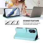 For OPPO A78 4G Global Embossed Heart Cat Leather Phone Case with Hand Strap(Mint Green) - 3