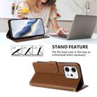 For OPPO Reno14 F 5G / Reno14 5G Embossed Heart Cat Leather Phone Case with Hand Strap(Brown) - 3
