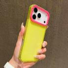 For iPhone 17 Pro Color Contrast Lens Frame Transparent TPU Phone Case(Yellow+Rose Red) - 1