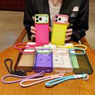 For iPhone 17 Pro Max Color Contrast Lens Frame Transparent TPU Phone Case with Lanyard(Purple+Green) - 2
