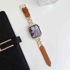 For Apple Watch 42 / 44 / 45 / 46 / 49mm xDfind Denim Chain Metal Hybrid Leather Watch Band(Gold) - 1