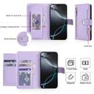 For iPhone 17 Pro Max Seven Card Slots Zipper Wallet Leather Phone Case with Lanyard(Light Purple) - 2