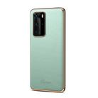 For Huawei P40 Little Litchi Texture Top-grain Leather Electroplated Shockproof Protective Case(Green) - 1