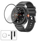 For Samsung Galaxy Watch8 Classic 46mm Silicone Leather Skin Watch Band with 3D Curved Film(Black) - 1