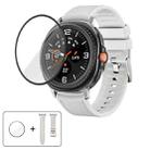 For Samsung Galaxy Watch8 Classic 46mm Silicone Leather Skin Watch Band with 3D Curved Film(Beige) - 1