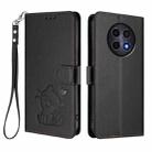 For Realme 13 / 12 / 12x / C65 5G Global Embossed Heart Cat Leather Phone Case with Hand Strap(Black) - 2
