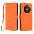 For Realme 12 Pro / 12 Pro+ / P1 Pro 5G Embossed Heart Cat Leather Phone Case with Hand Strap(Orange) - 2