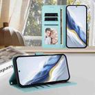For Realme GT3 5G / GT Neo 5 240W Embossed Heart Cat Leather Phone Case with Hand Strap(Mint Green) - 3