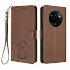 For Realme Narzo 80 Pro Embossed Heart Cat Leather Phone Case with Hand Strap(Brown) - 2