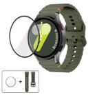 For Samsung Galaxy Watch6 Classic 43mm Wave Stitching Silicone Watch Band with 3D Curved Film(Army Green) - 1