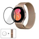 For Samsung Galaxy Watch4 Classic 46mm Milanese Magnetic Stainless Steel Watch Band with 3D Curved Film(Retro Gold) - 1
