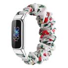 xDfind Polyester Elastic Wreath Watch Band For Fitbit Luxe, Size:L(White Background Red Flowers) - 1