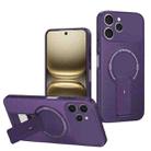 For Tecno Spark 40 4G Carbon Fiber Texture MagSafe Phone Case with Holder(Purple) - 1