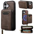For iPhone 17 LC.IMEEKE L6 Series Zipper Card Bag MagSafe Magnetic Phone Case(Coffee) - 1