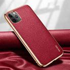 For iPhone 11 Pro Max SULADA Litchi Texture Leather Electroplated Shckproof Protective Case(Red) - 1