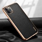 For iPhone 11 Pro Max SULADA Litchi Texture Leather Electroplated Shckproof Protective Case(Black) - 1