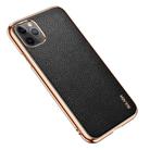 For iPhone 11 Pro Max SULADA Litchi Texture Leather Electroplated Shckproof Protective Case(Black) - 2
