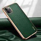 For iPhone 11 Pro Max SULADA Litchi Texture Leather Electroplated Shckproof Protective Case(Green) - 1