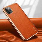 For iPhone 11 Pro Max SULADA Litchi Texture Leather Electroplated Shckproof Protective Case(Orange) - 1