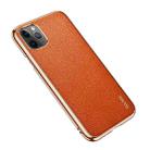 For iPhone 11 Pro Max SULADA Litchi Texture Leather Electroplated Shckproof Protective Case(Orange) - 2