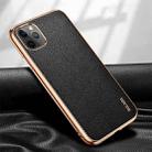 For iPhone 11 Pro SULADA Litchi Texture Leather Electroplated Shckproof Protective Case(Black) - 1