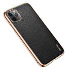 For iPhone 11 Pro SULADA Litchi Texture Leather Electroplated Shckproof Protective Case(Black) - 2