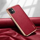 For iPhone 11 SULADA Litchi Texture Leather Electroplated Shckproof Protective Case(Red) - 1