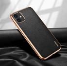 For iPhone 11 SULADA Litchi Texture Leather Electroplated Shckproof Protective Case(Black) - 1
