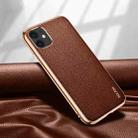 For iPhone 11 SULADA Litchi Texture Leather Electroplated Shckproof Protective Case(Brown) - 1