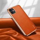 For iPhone 11 SULADA Litchi Texture Leather Electroplated Shckproof Protective Case(Orange) - 1